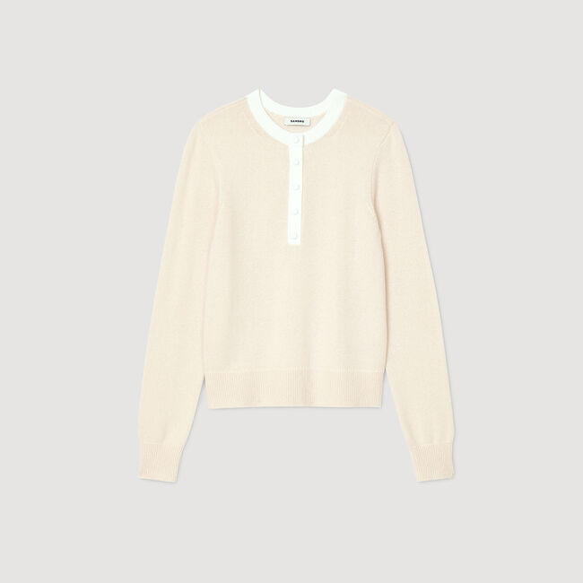 Pull bicolore en laine et cachemire 