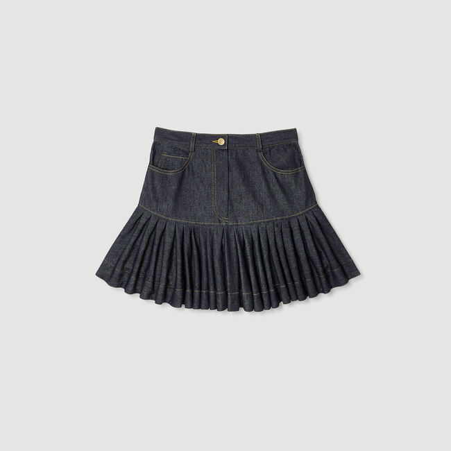 Jupe courte en denim à volants