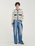 Cardigan rayé à détails denim