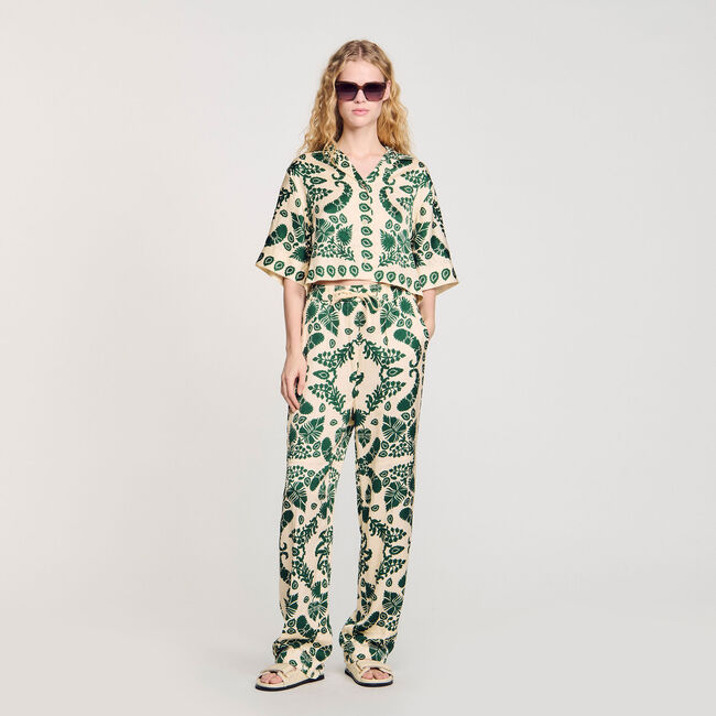 Pantalon à imprimé fleuri