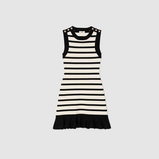 Robe courte en maille à rayures