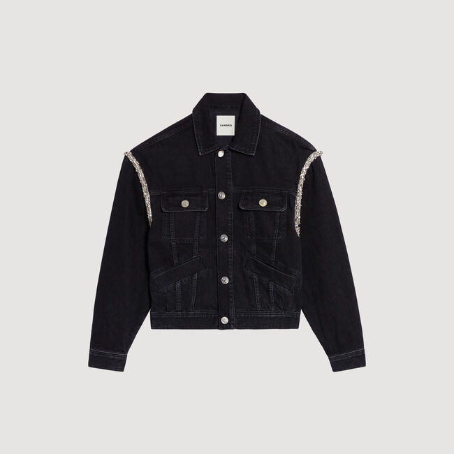 Veste en jean oversize strassée