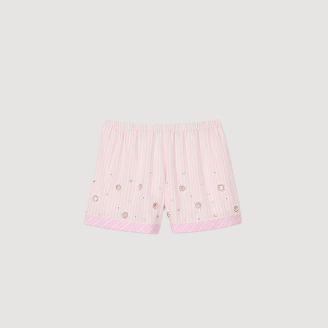 Short strassé à rayures