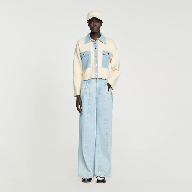 Cardigan avec empiècements en jean