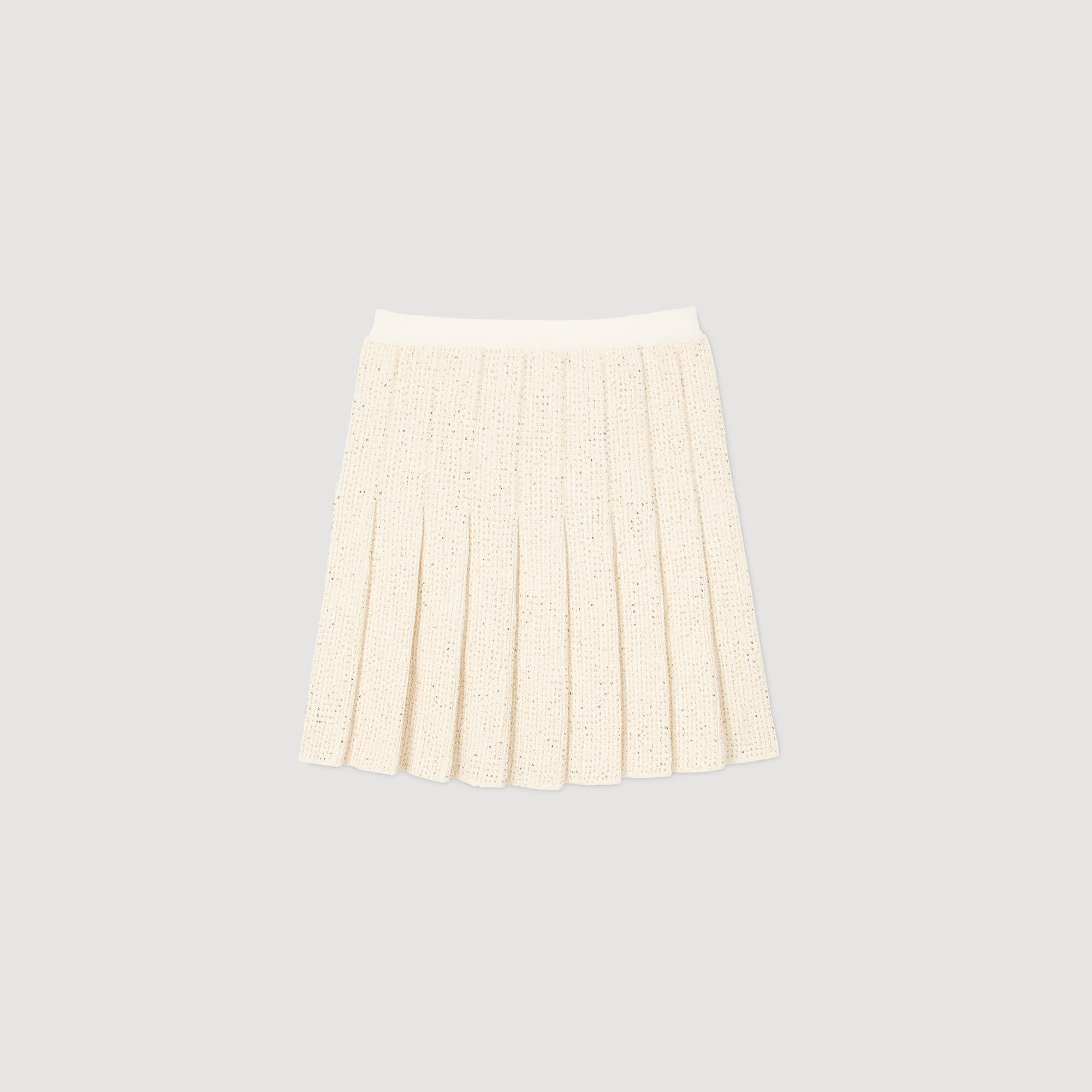 Jupe courte plissée effet tweed 
