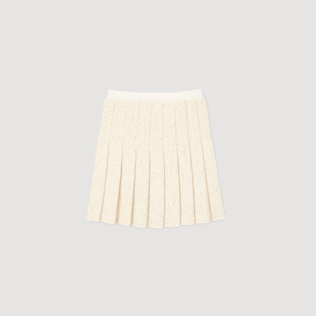 Jupe courte plissée effet tweed 