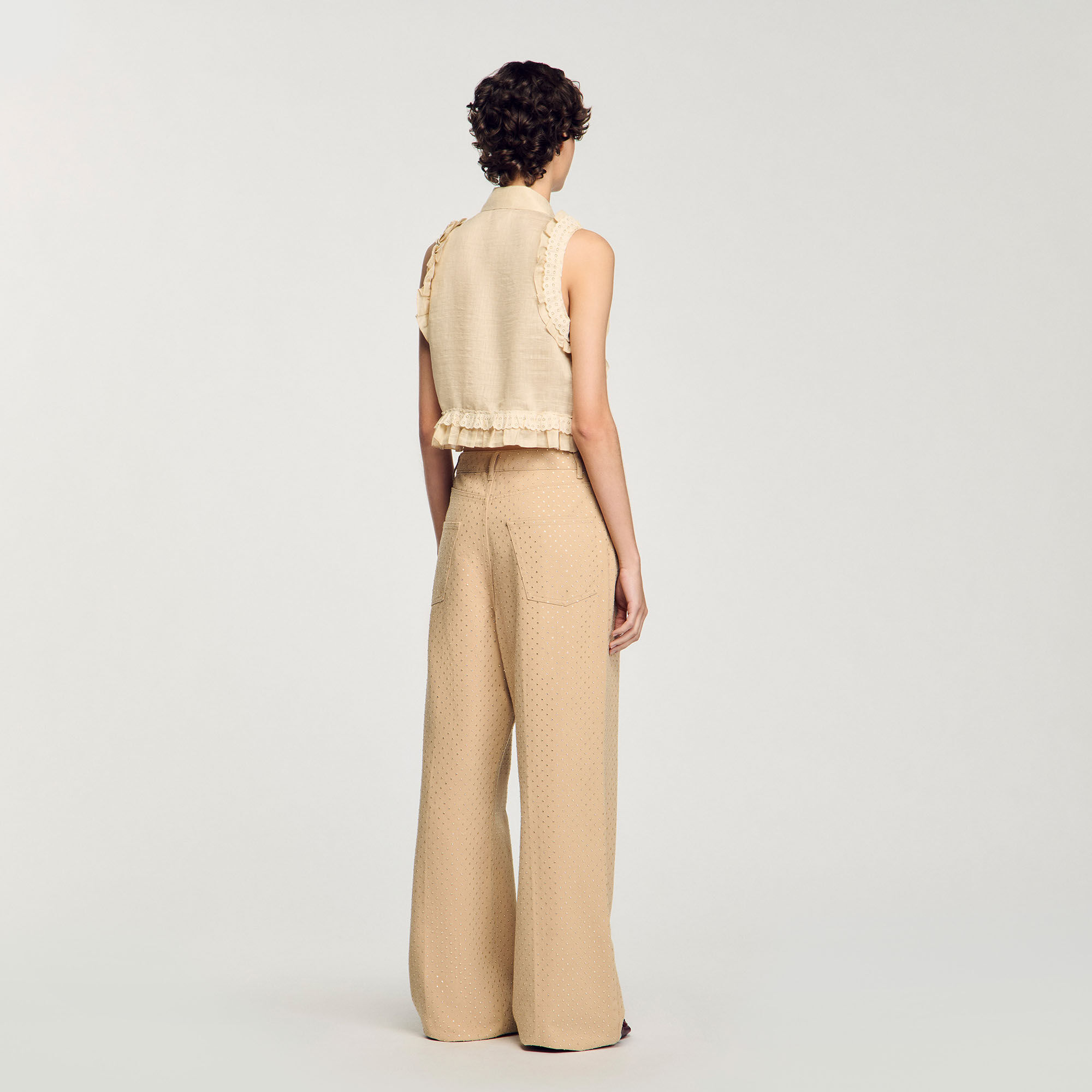 Chemise courte à volants