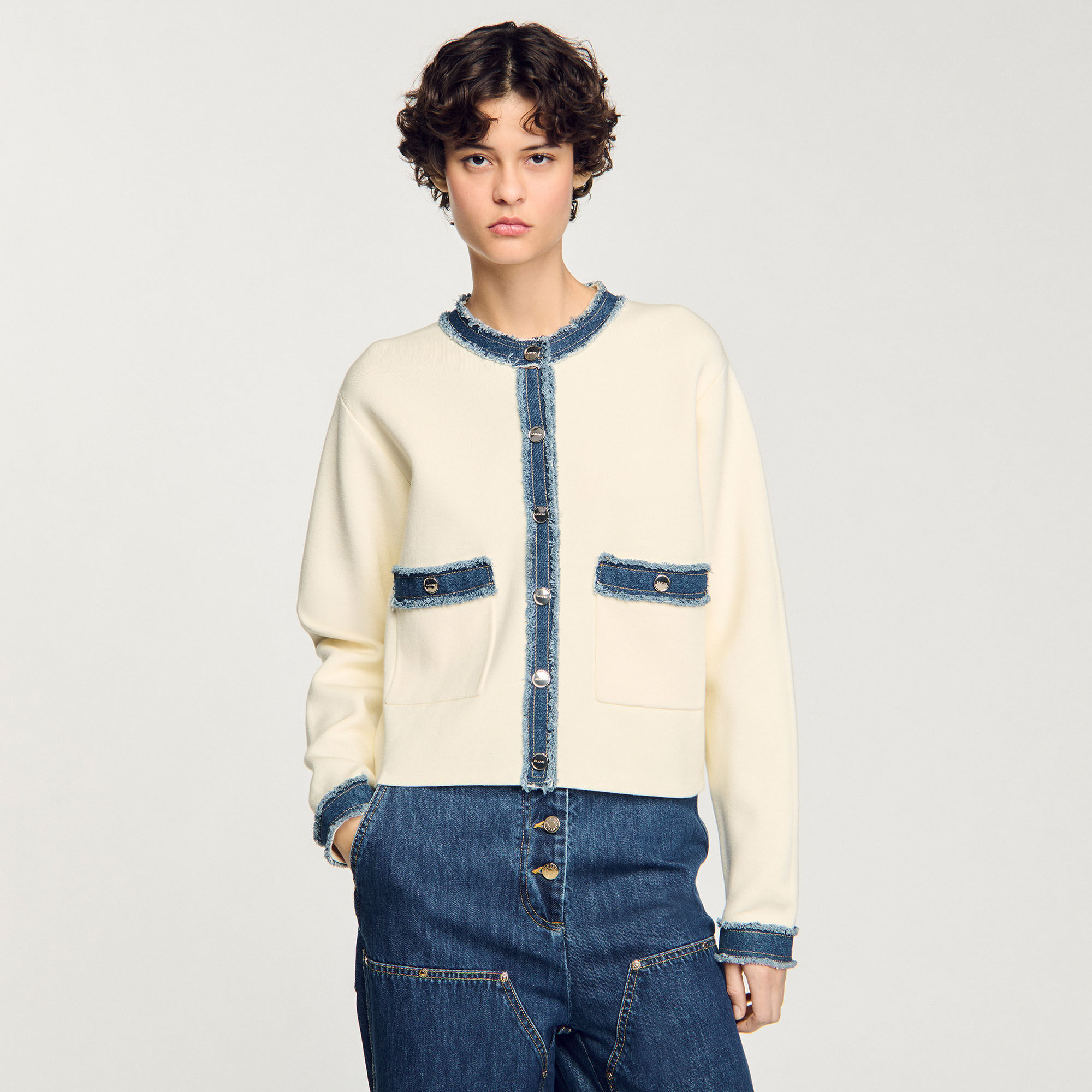 Cardigan à détails denim