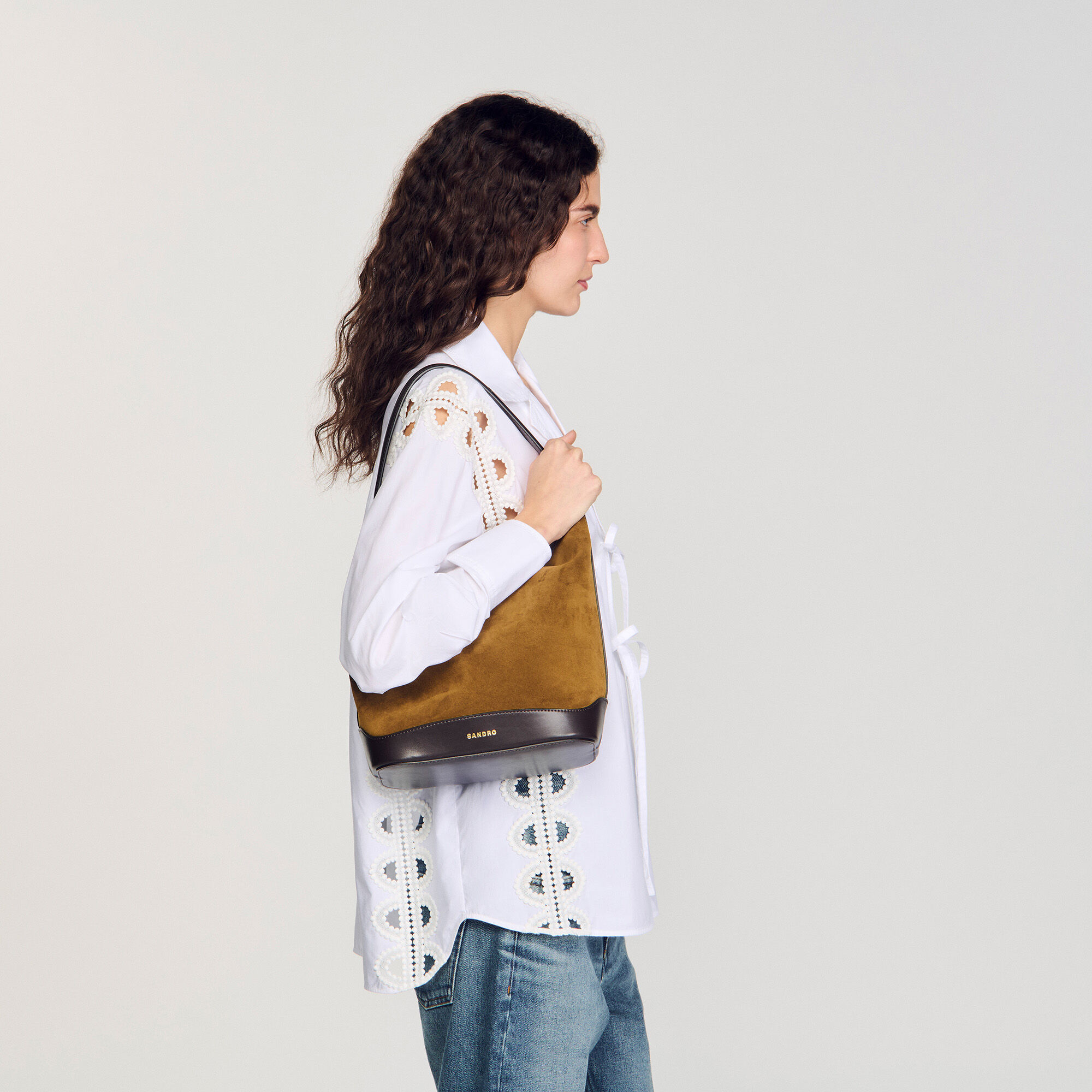 Sac seau TANGOSO en suède et cuir