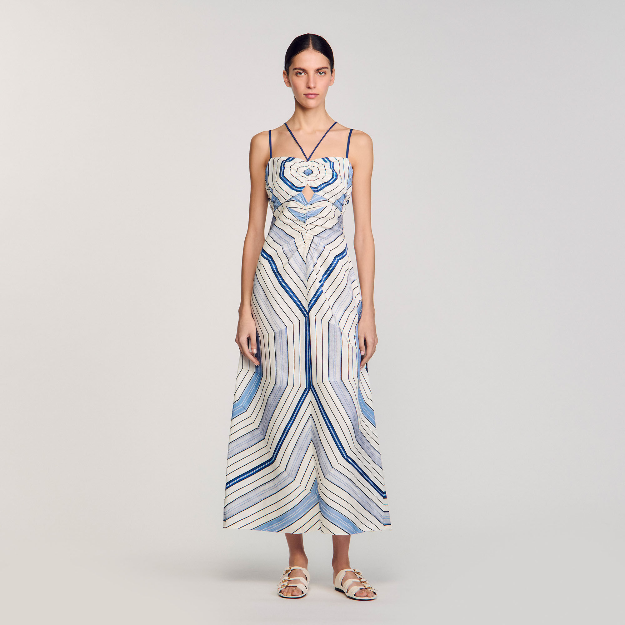 Robe longue à imprimé spirales