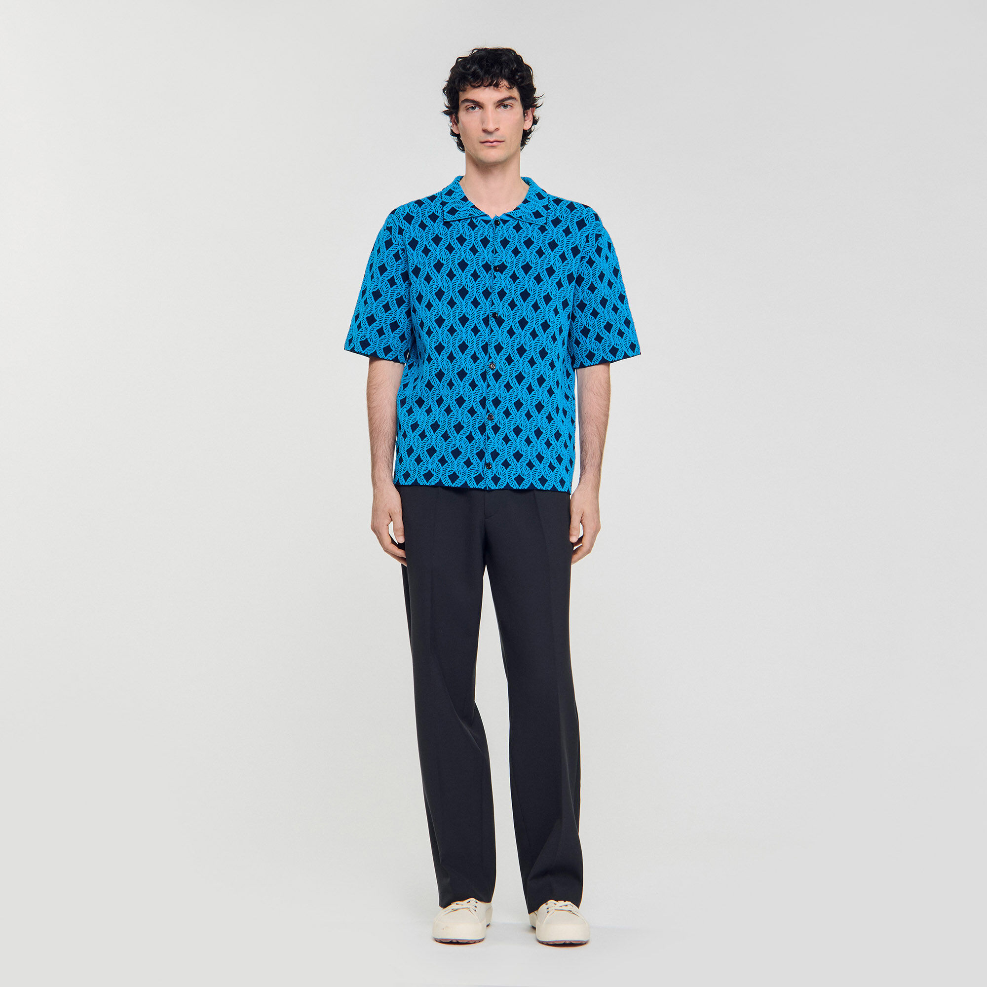 Chemise cardigan à jacquard corde