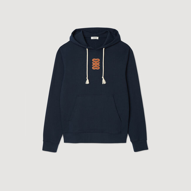 Sweatshirt à patch en cuir