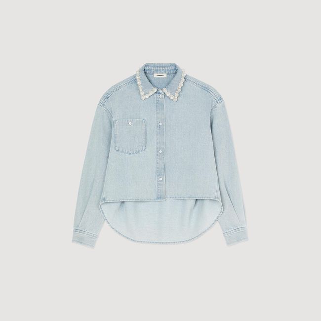 Chemise en jean à col perlé