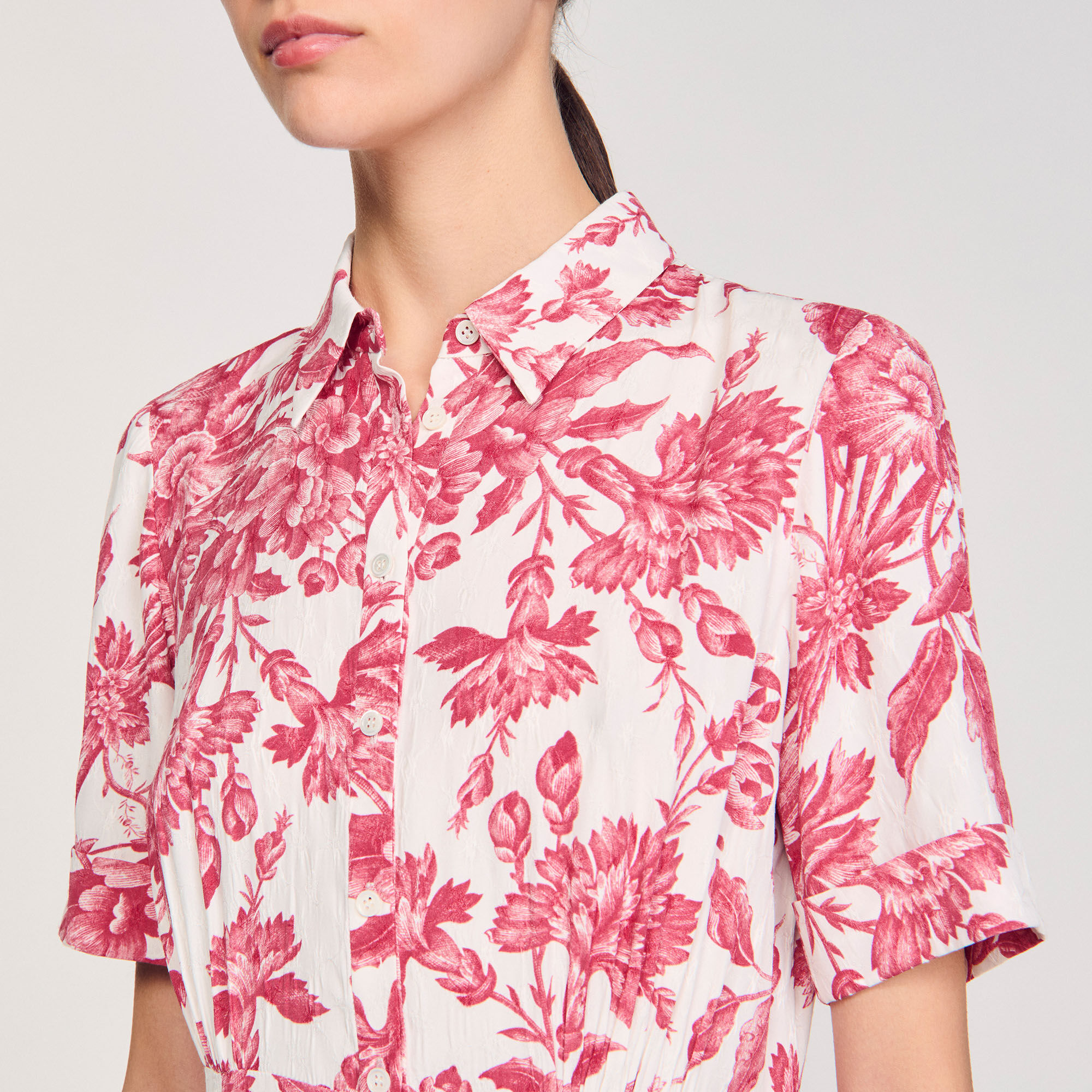 Robe longue chemise à imprimé fleuri