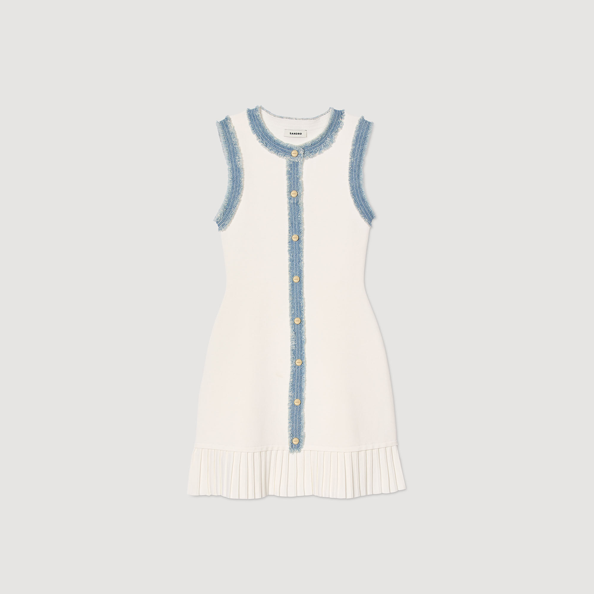 Robe courte en maille à volant