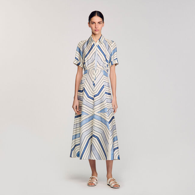 Robe midi en soie imprimé spirales