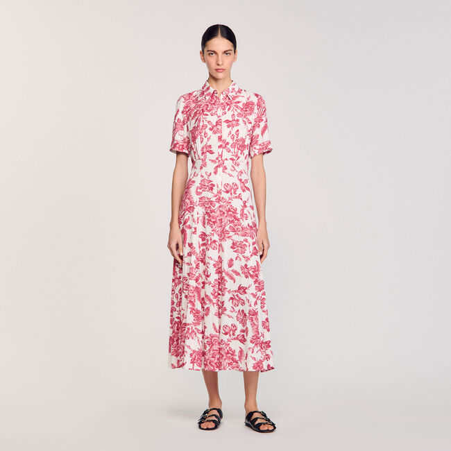 Robe longue chemise à imprimé fleuri