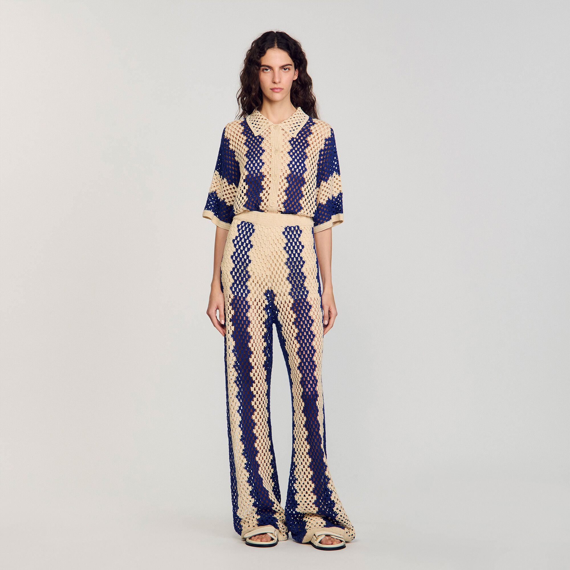 Pantalon en maille bicolore