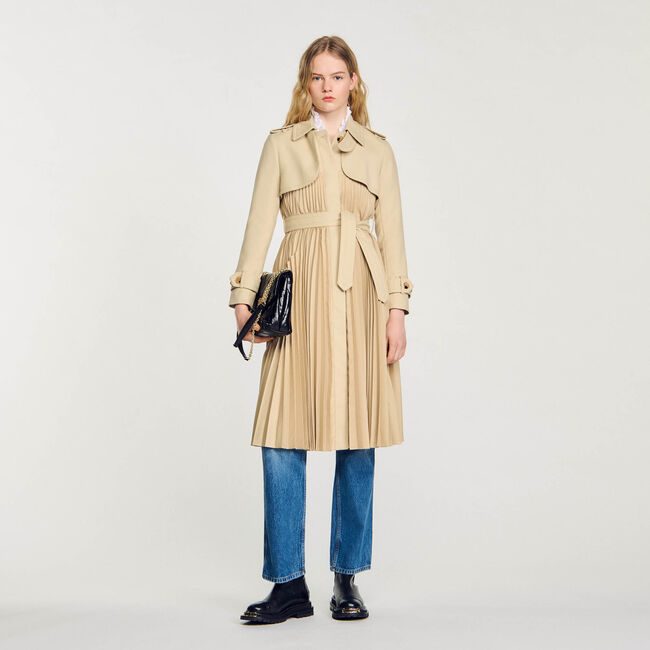 Trench plissé à ceinturer